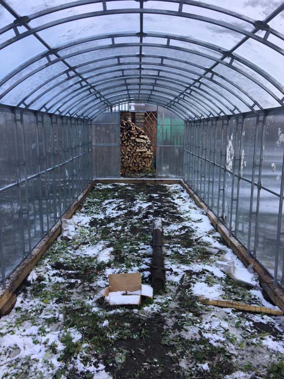 теплица поликарбонат с арочной крышей на дачном участке